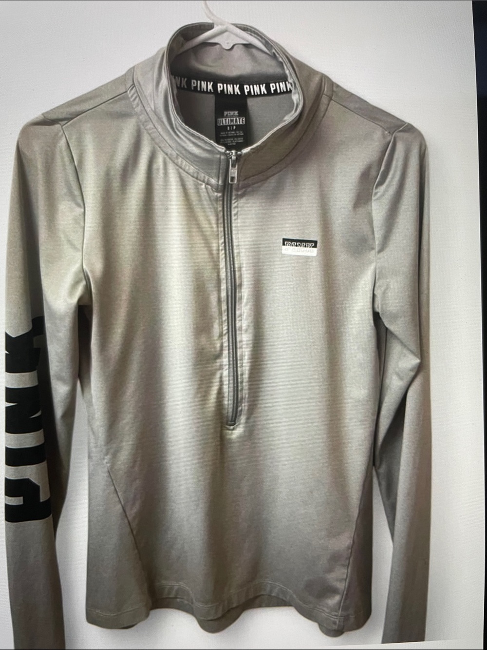 PINK Victoria's Secret Men’s Silver Half-Zip Pullover